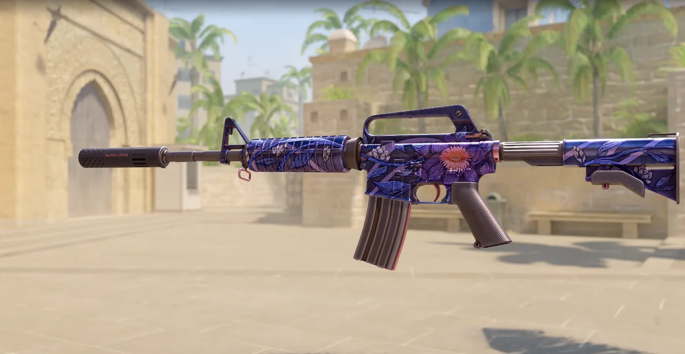 CS2 M4A1-S Black Lotus skin, Field-Tested, shown in game